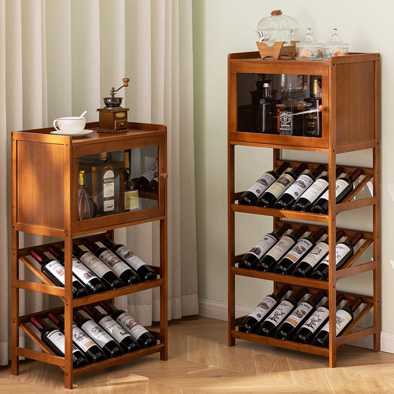 Commercial Kitchen Rack - Solid Bamboo Wine Rack 3/4-Tier Floor