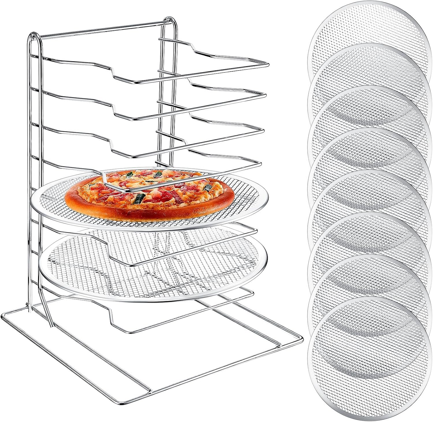 Commercial Kitchen Rack - Pizza Rack 8 Tiered Stand With