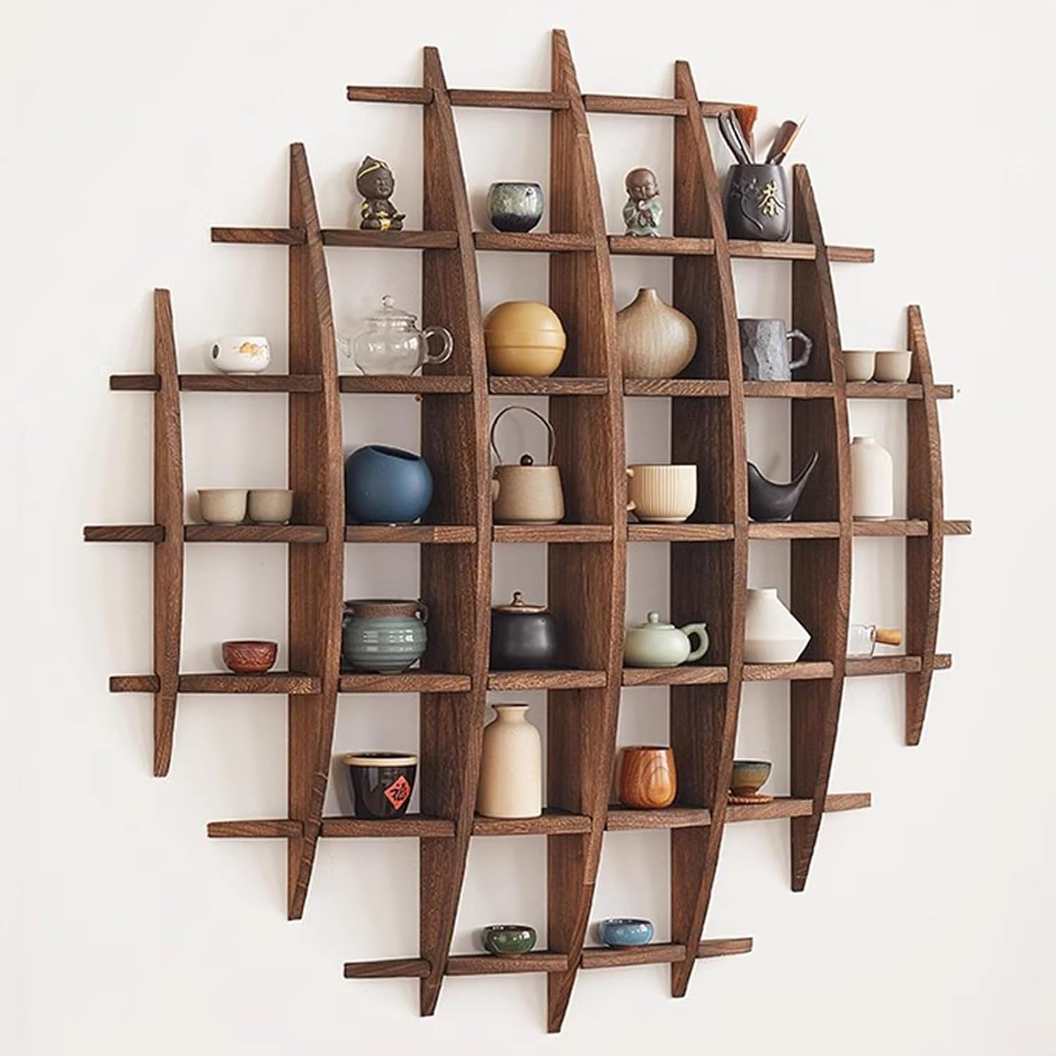 Commercial Kitchen Rack - Solid Wood Chinese Tea Cup Holder