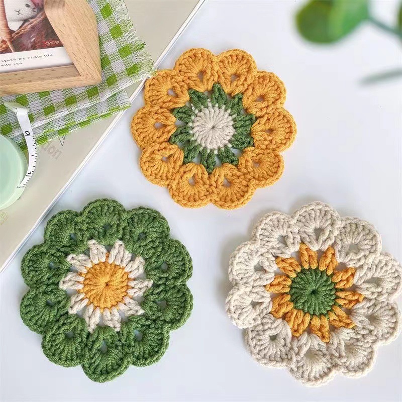 Commercial Kitchen Table - 1PCS Woven Coasters Sunflower Absorbent Mats
