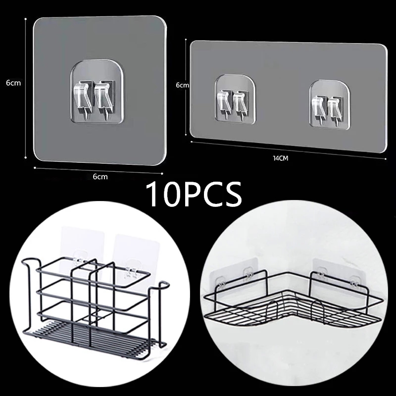 Commercial Kitchen Rack - 10PCS Transparent Hanging Shelf Hooks Wall