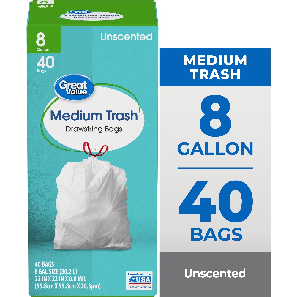 Commercial Kitchen Use - Drawstring Trash Bags 8 Gallon Medium