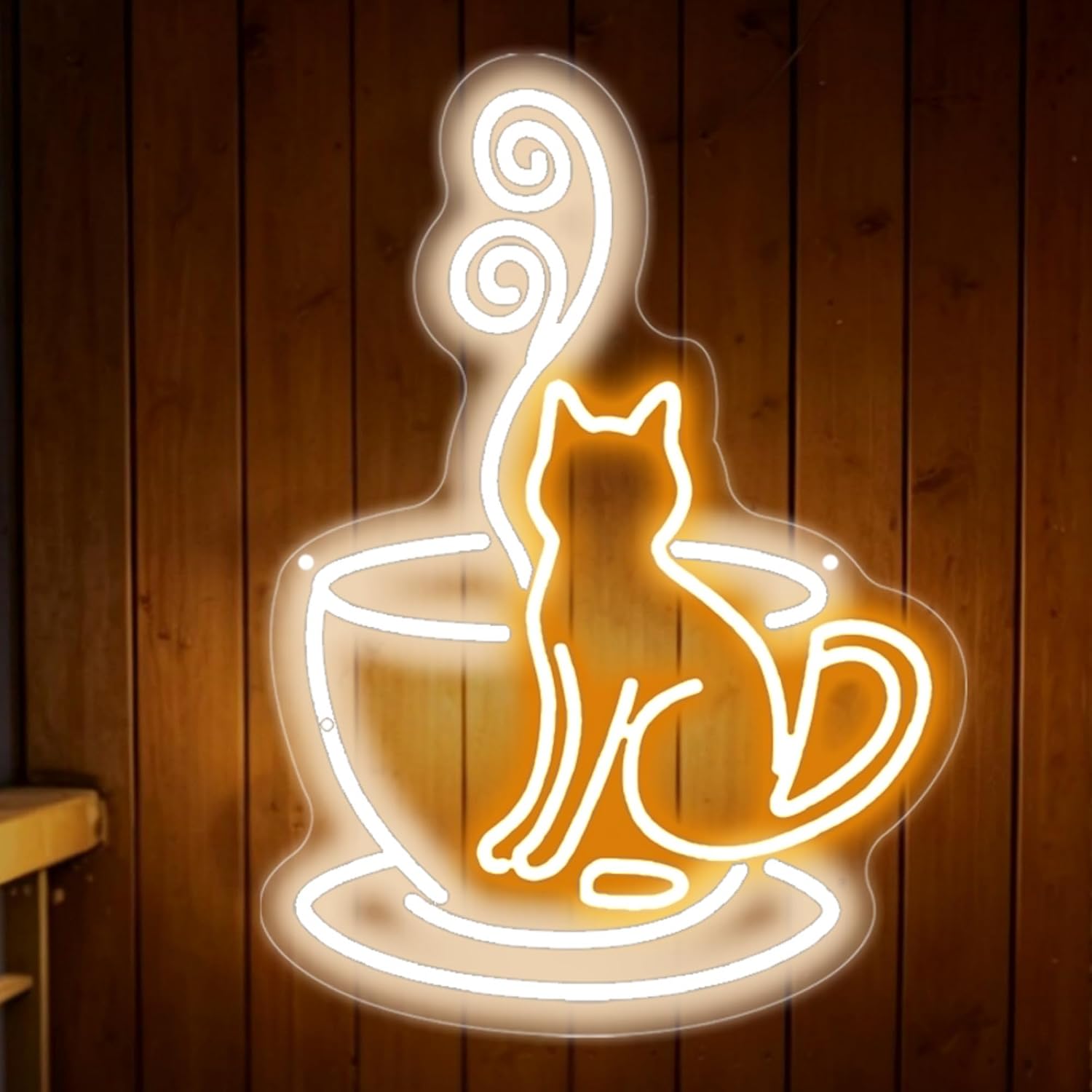 Commercial Kitchen Light - Cat Inside Coffee Cup LED Neon
