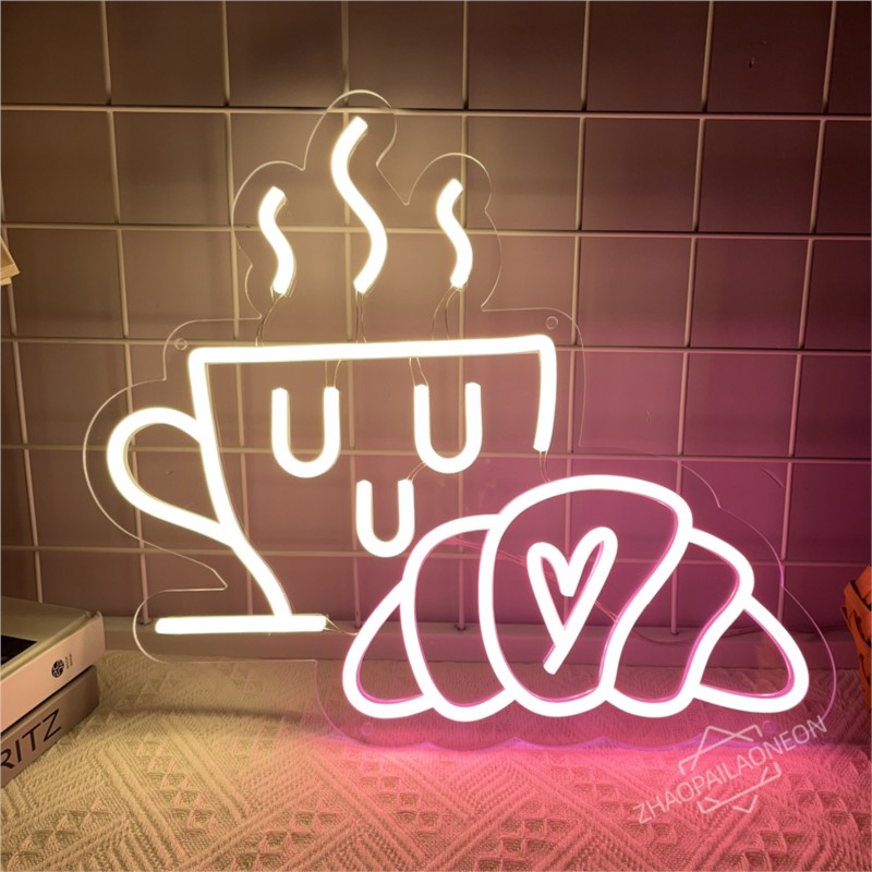 Coffee Bread Neon Sign Croissa - Commercial Kitchen Light review and price
