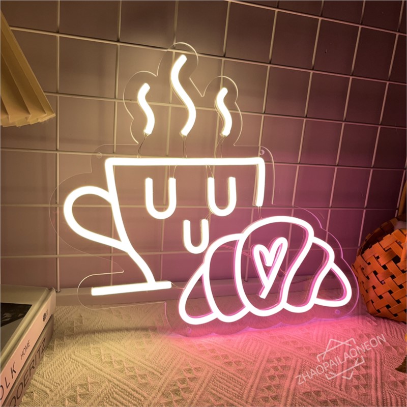 Coffee Bread Neon Sign Croissa - Commercial Kitchen Light review and price