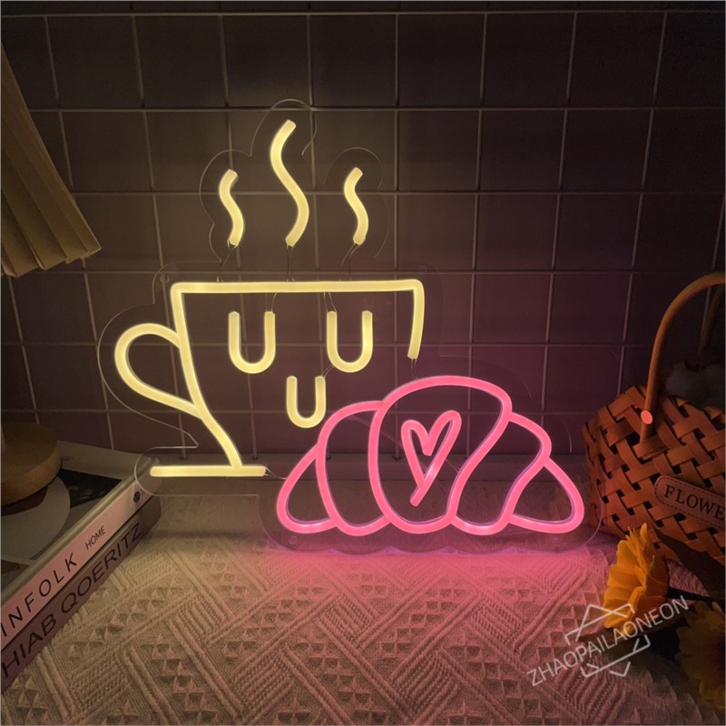 Coffee Bread Neon Sign Croissa - Commercial Kitchen Light review and price