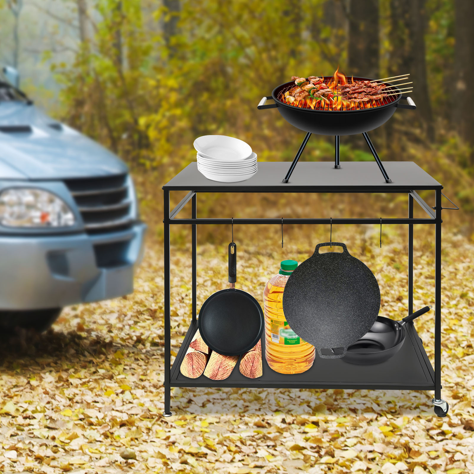 Double-Shelf Movable Cooking T - Commercial Kitchen Rack review and price