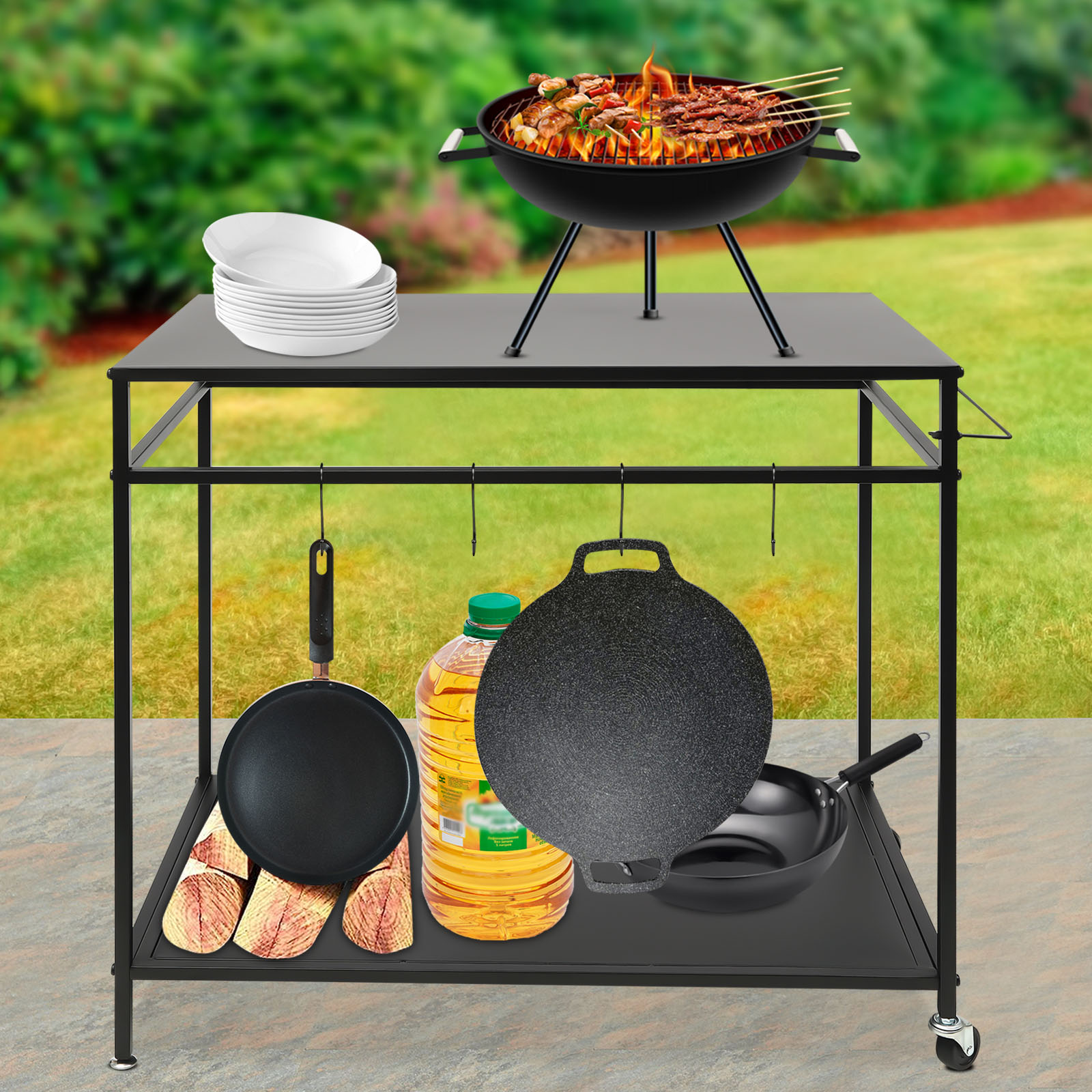 Double-Shelf Movable Cooking T - Commercial Kitchen Rack review and price