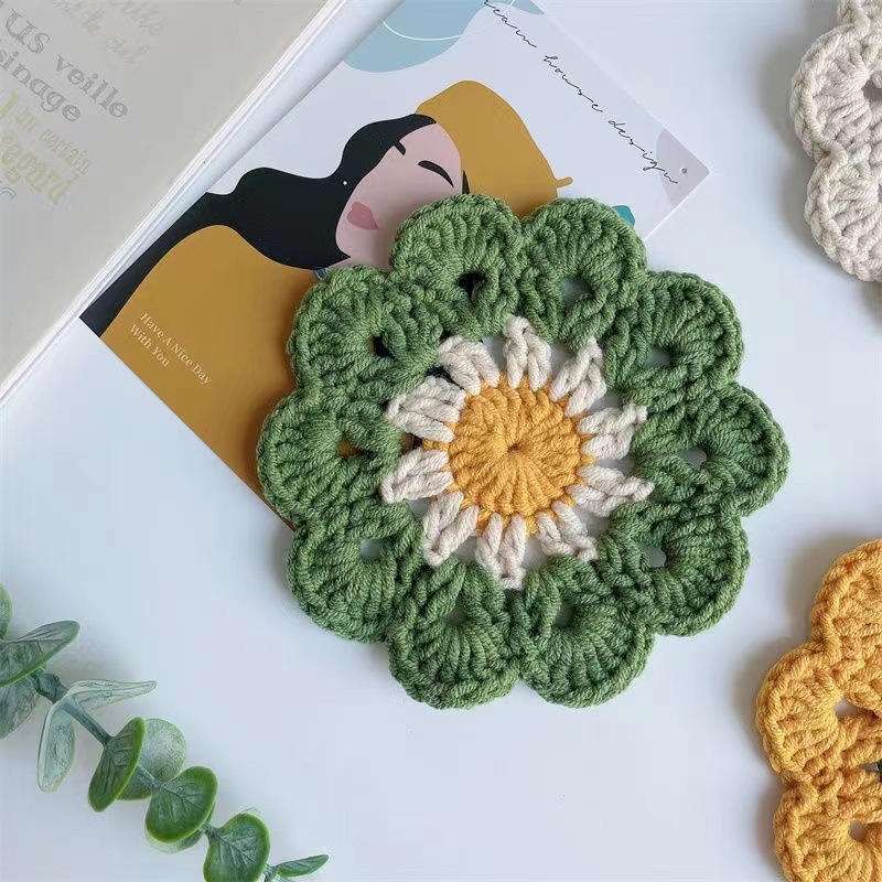 1PCS Woven Coasters Sunflower  - Commercial Kitchen Table review and price