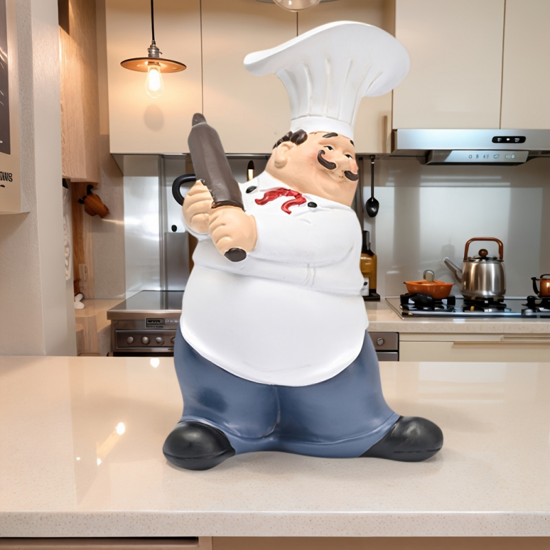 Mustache Chef-Chef Resin Statu - Commercial Kitchen Table review and price