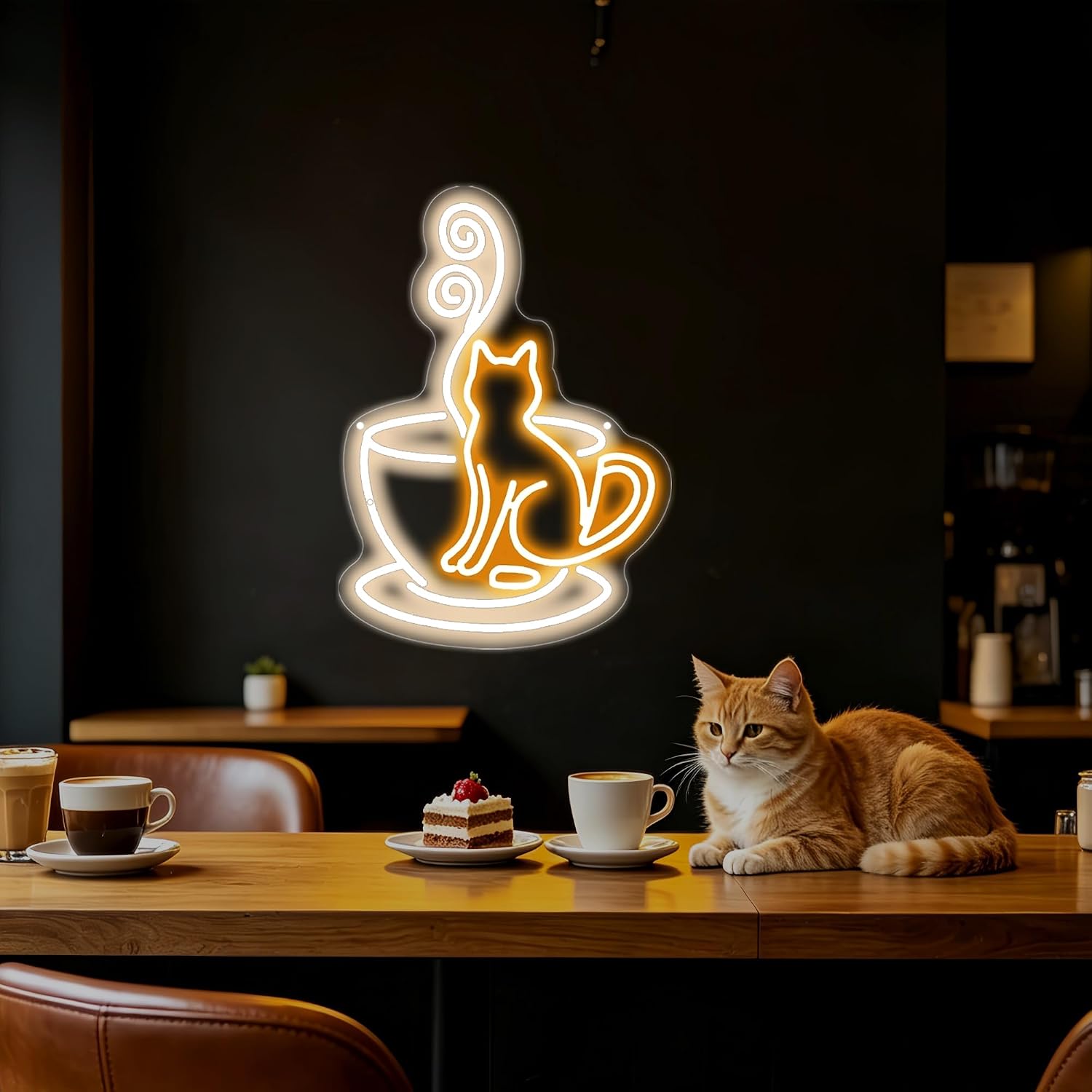 Cat Inside Coffee Cup LED Neon - Commercial Kitchen Light review and price