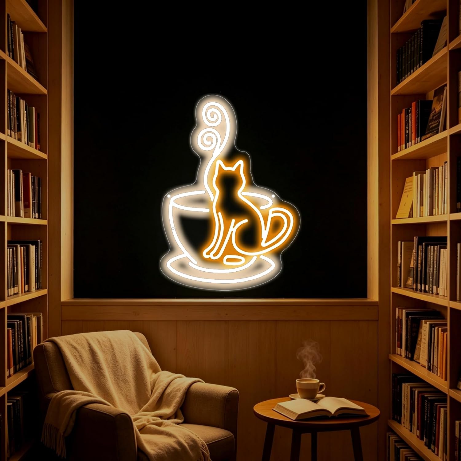 Cat Inside Coffee Cup LED Neon - Commercial Kitchen Light review and price