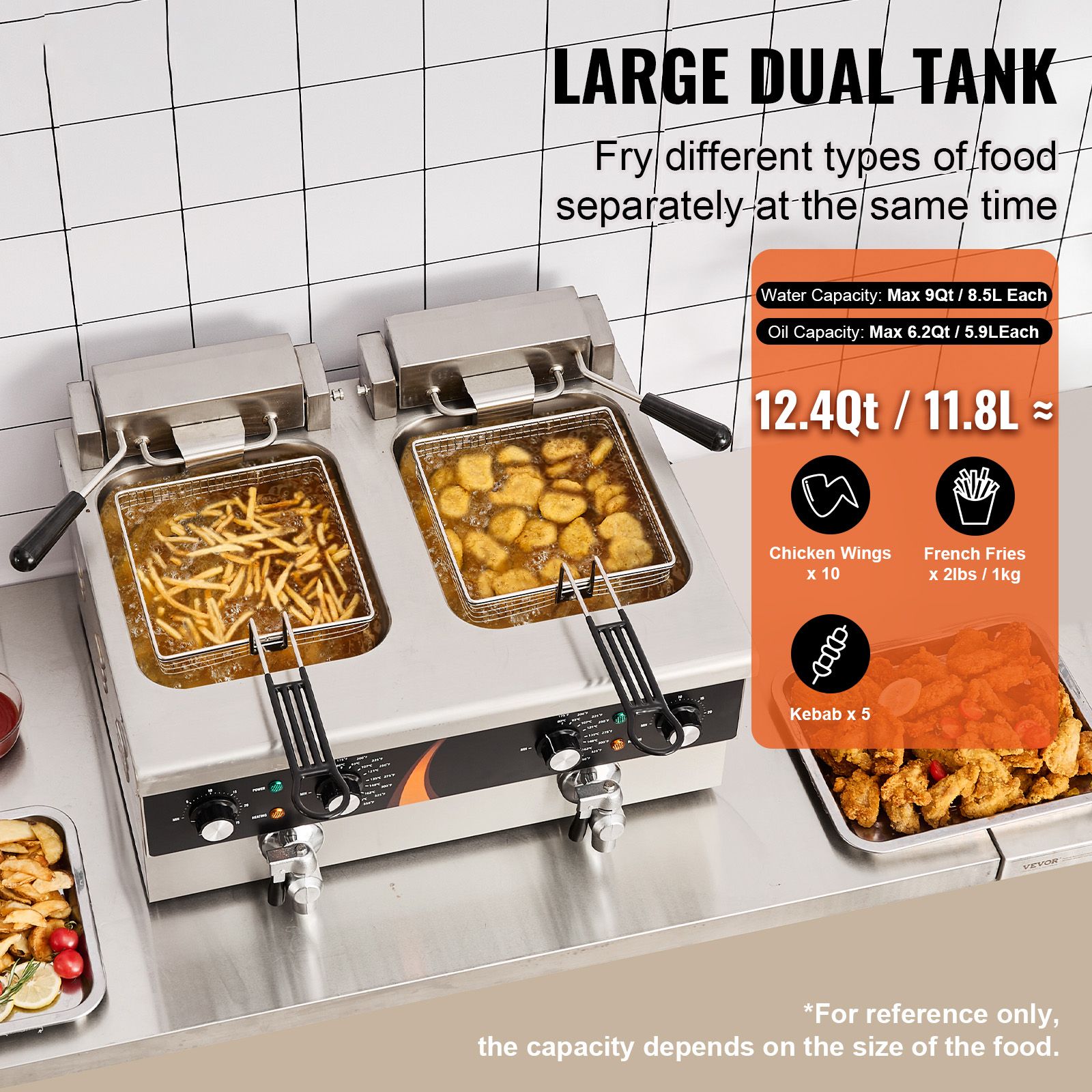 Commercial Deep Fryer 3500W, D - Commercial Kitchen Use review and price